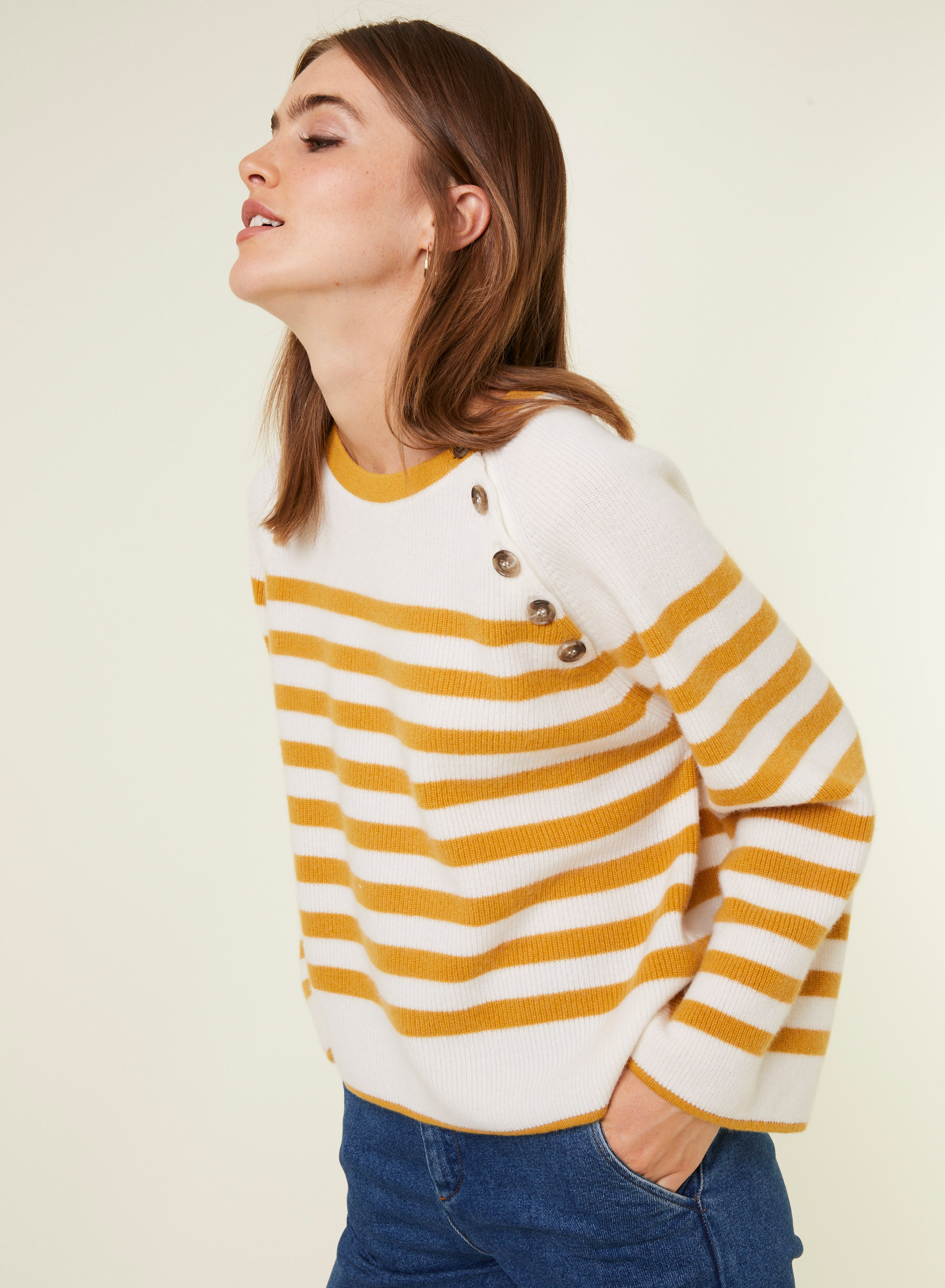 Sailor sweater in cashmere with loose sleeves - Gaelle