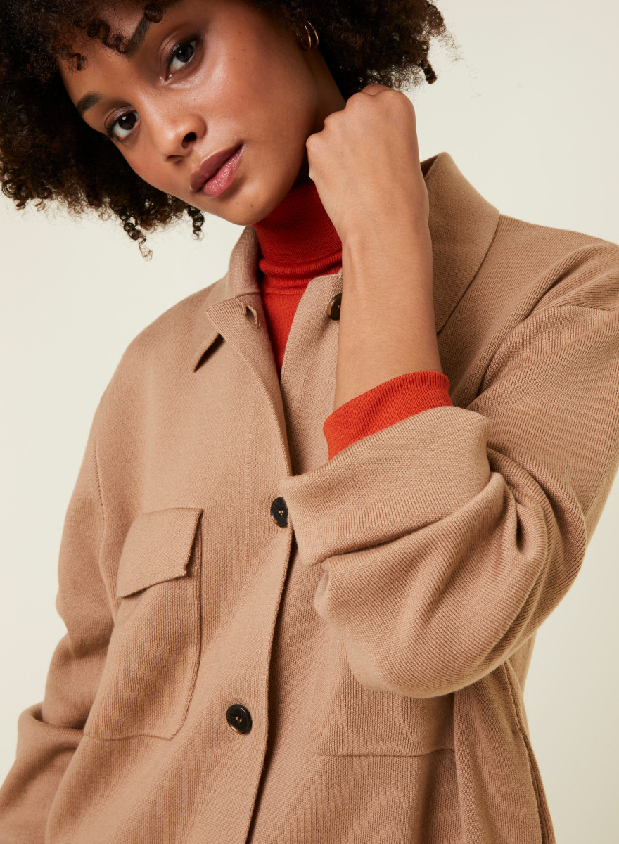 Button-down jacket with merino wool pockets - Giselle