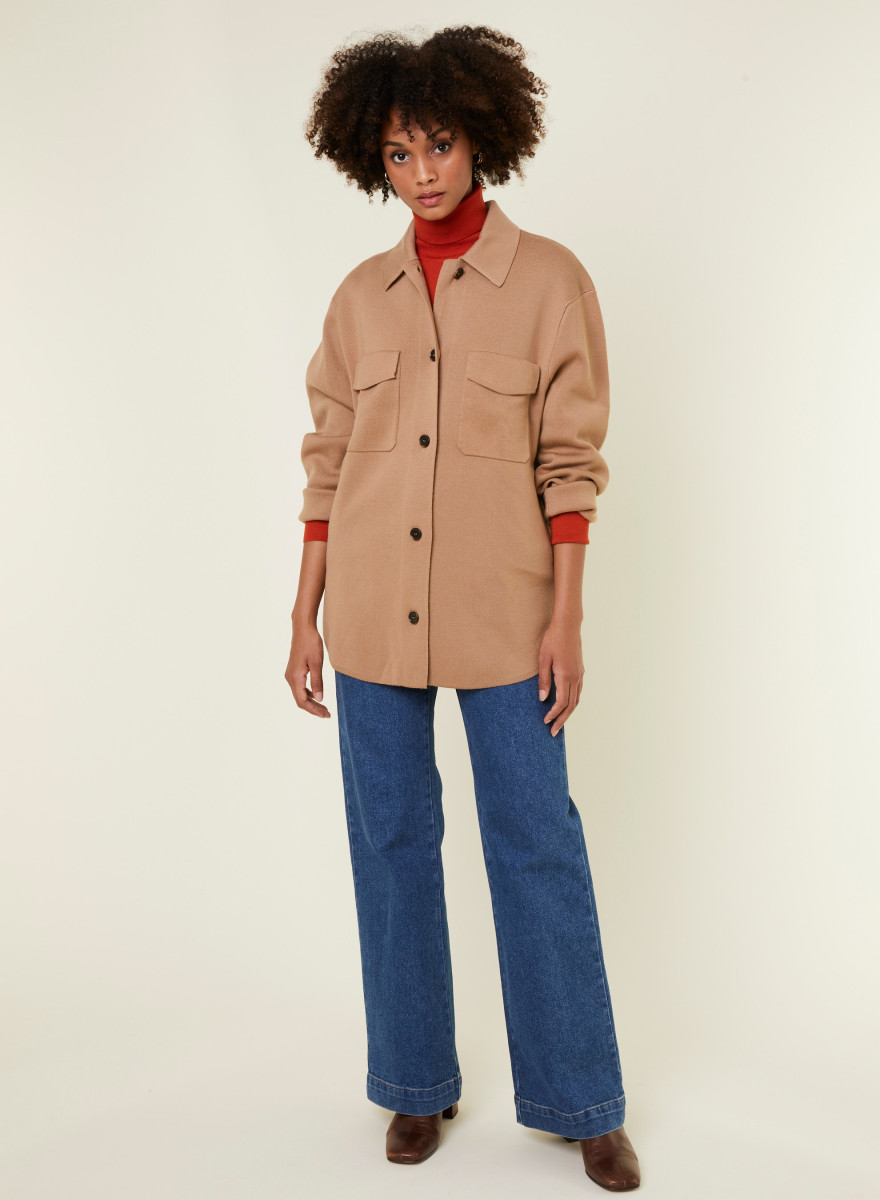 Button-down jacket with merino wool pockets - Giselle