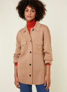Button-down jacket with merino wool pockets - Giselle