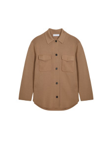 Veste boutonnée avec poches en laine mérinos - Giselle 7824 camel chiné - 88 Camel