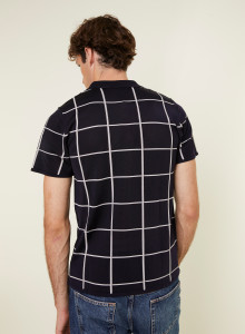 Polo homme carreaux Fil Lumière Marin 6140 marine - 05 Bleu marine