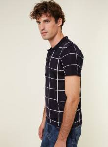 Polo homme carreaux Fil Lumière Marin 6140 marine - 05 Bleu marine