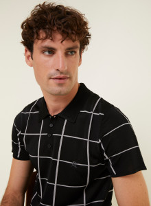 Polo homme carreaux Fil Lumière Marin 6110 noir - 01 Noir