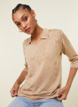 Polo Fil Lumière manches coudes à motifs - Emy 4885 speculos - 13 Beige moyen