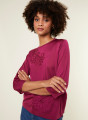 T-shirt manches coudes en Fil Lumière à motifs - Erica 0915 tulipe - 26 Rose foncé
