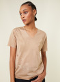 T-shirt col V Fil Lumière manches courtes à motifs - Elise 4885 speculos - 13 Beige moyen