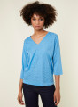 T-shirt col V manches coudes en Fil Lumière - Elsa 0996 lac - 04 Bleu clair
