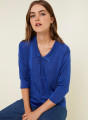 Polo shirt with knotted collar and elbow sleeves in Fil Lumiere - Enora