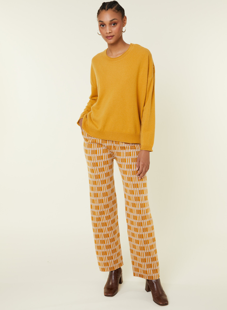 Loose-fit buttoned cashmere round-neck sweater - Acene