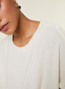 Loose-fit buttoned cashmere round-neck sweater - Acene