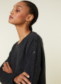 Pull ample boutonné à col rond en cachemire - Acene 7813 ombre - 10 Gris foncé