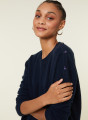 Pull ample boutonné à col rond en cachemire - Acene 7840 marine - 05 Bleu marine