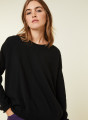 Pull ample boutonné à col rond en cachemire - Acene 7810 noir - 01 Noir