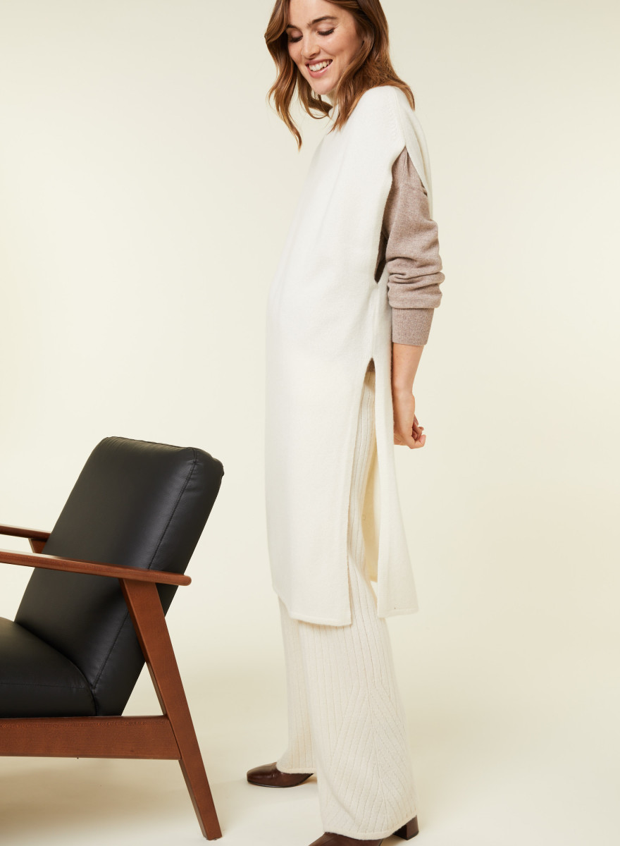 Sleeveless high neck tunic in wool and cashmere - Garance