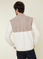 Veste boutonnée à poches en cachemire 4 fils - Farell 7949 ecru/grege - 82 Ecru