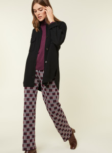 Veste boutonnée avec poches en laine mérinos - Giselle 7810 noir - 01 Noir