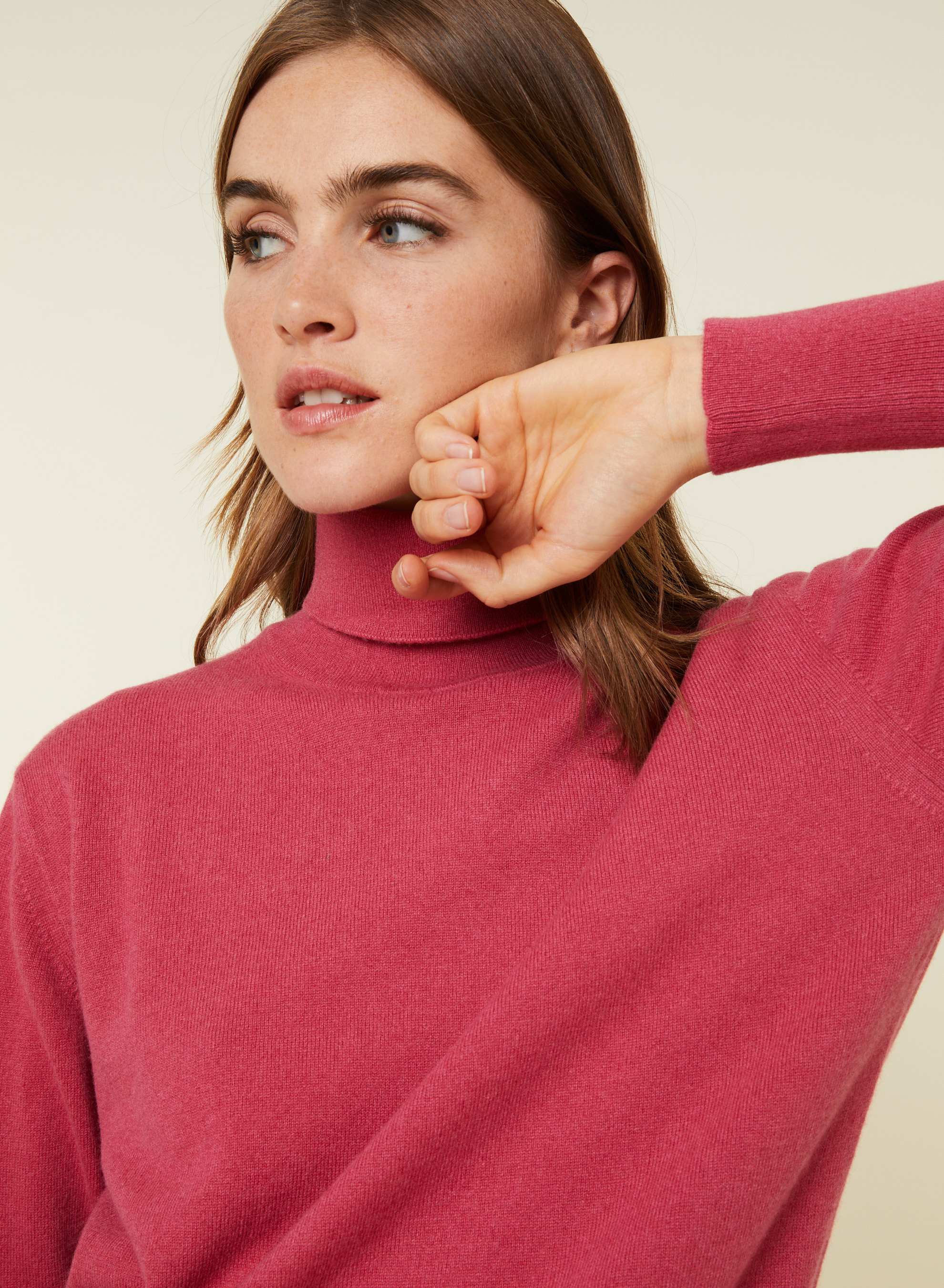 Pull col roulé en cachemire - Anabelle 7883 romance - 26 Rose foncé