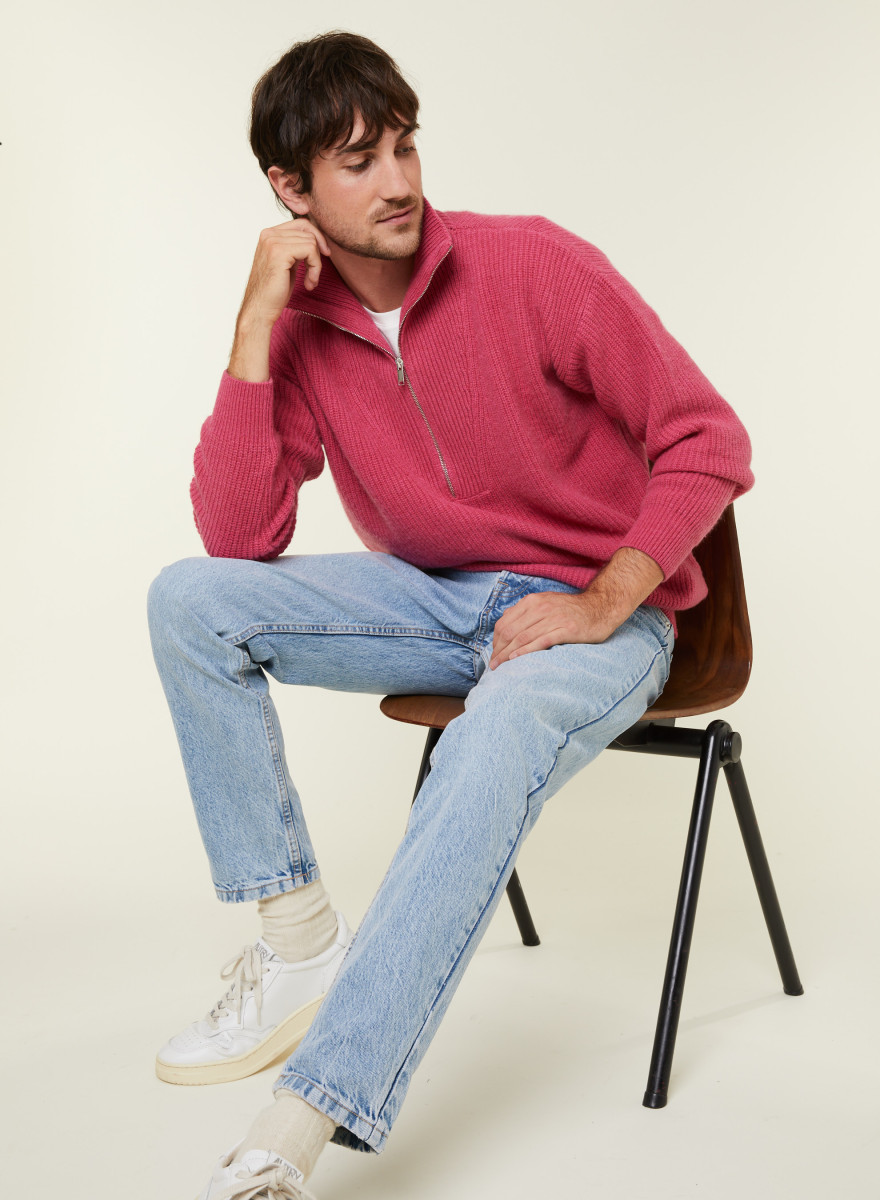 Suéter de gola redonda com mistura de caxemira - French