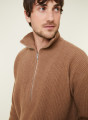 Pull col camionneur maille perlée en cachemire et laine recyclés - French