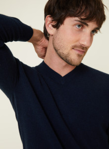 Pull col V en cachemire - Evann 7840 marine - 05 Bleu marine