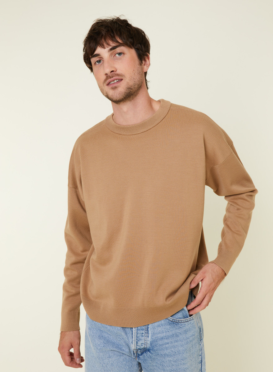 Pull ample col rond en laine mérinos - Felix 7840 marine - 05 Bleu marine