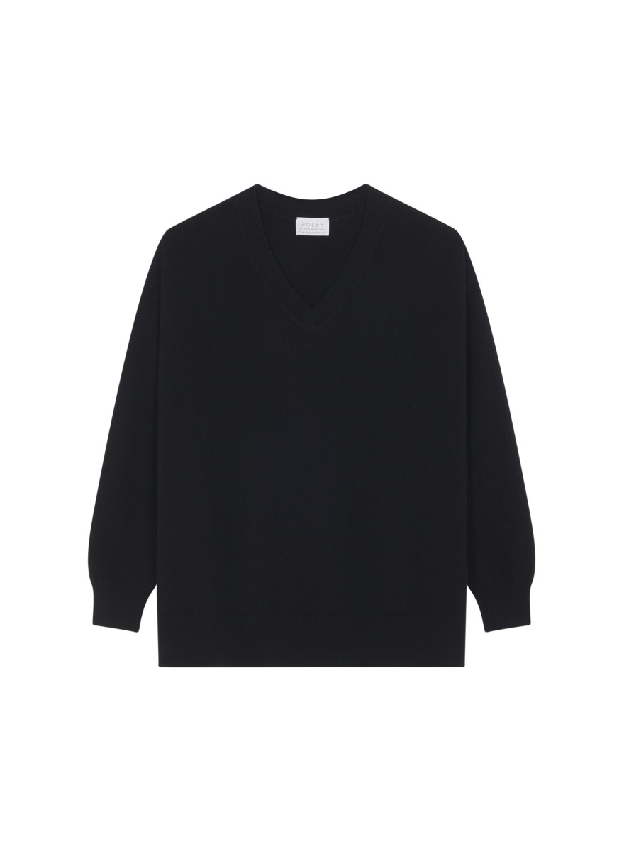 Loose sweater with V-neck slits in cashmere - Alienor