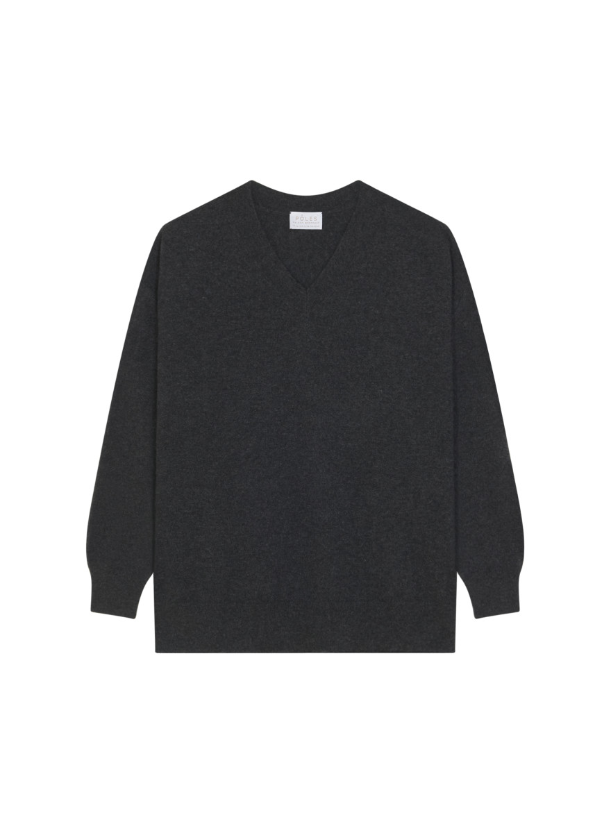 Pull ample à fentes col V en cachemire - Alienor