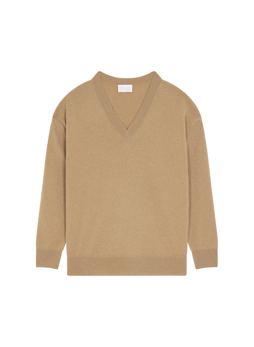 Loose sweater with V-neck slits in cashmere - Alienor