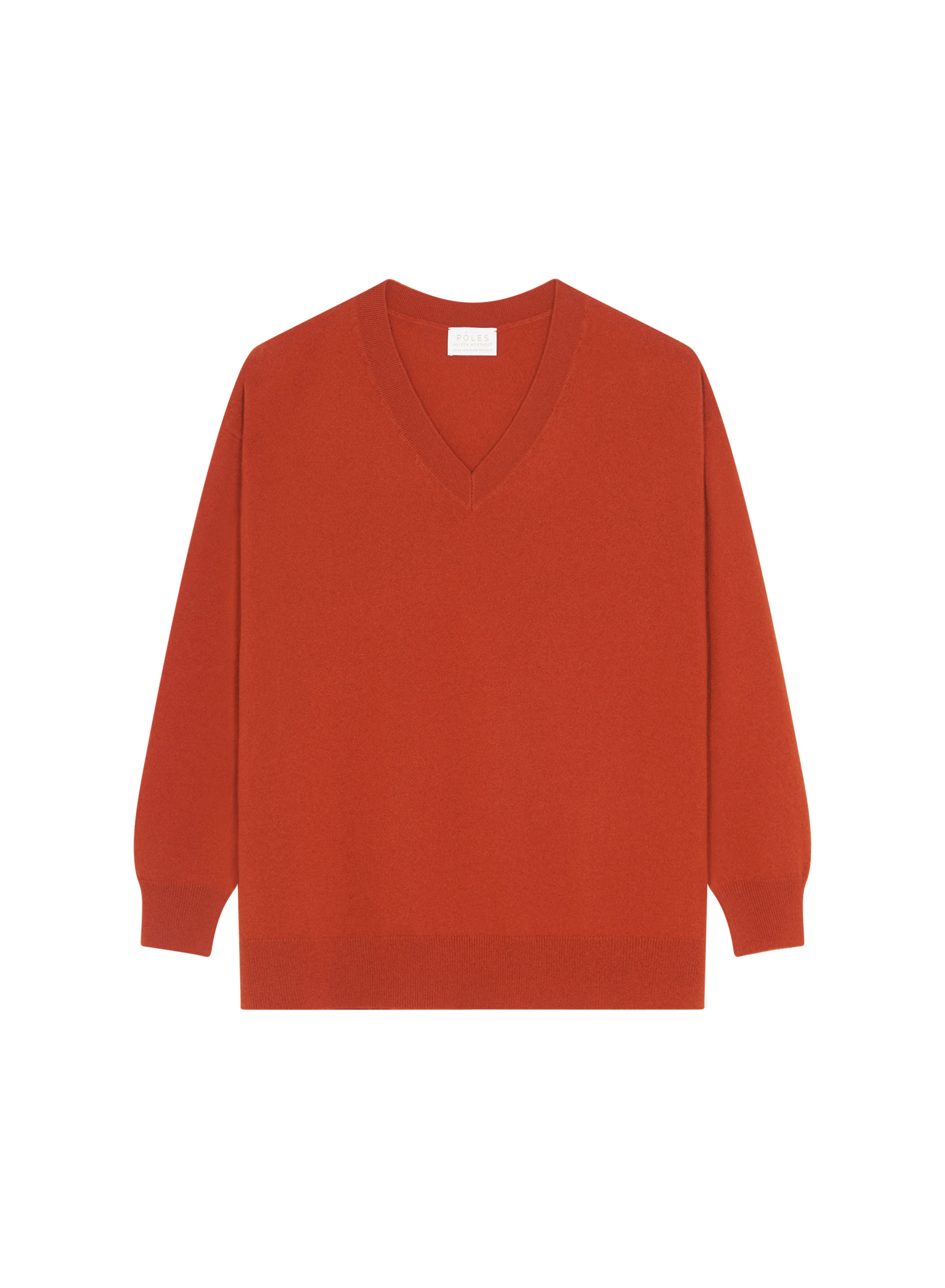 Pull ample à fentes col V en cachemire - Alienor 7870 ecureuil - 92 Rouille