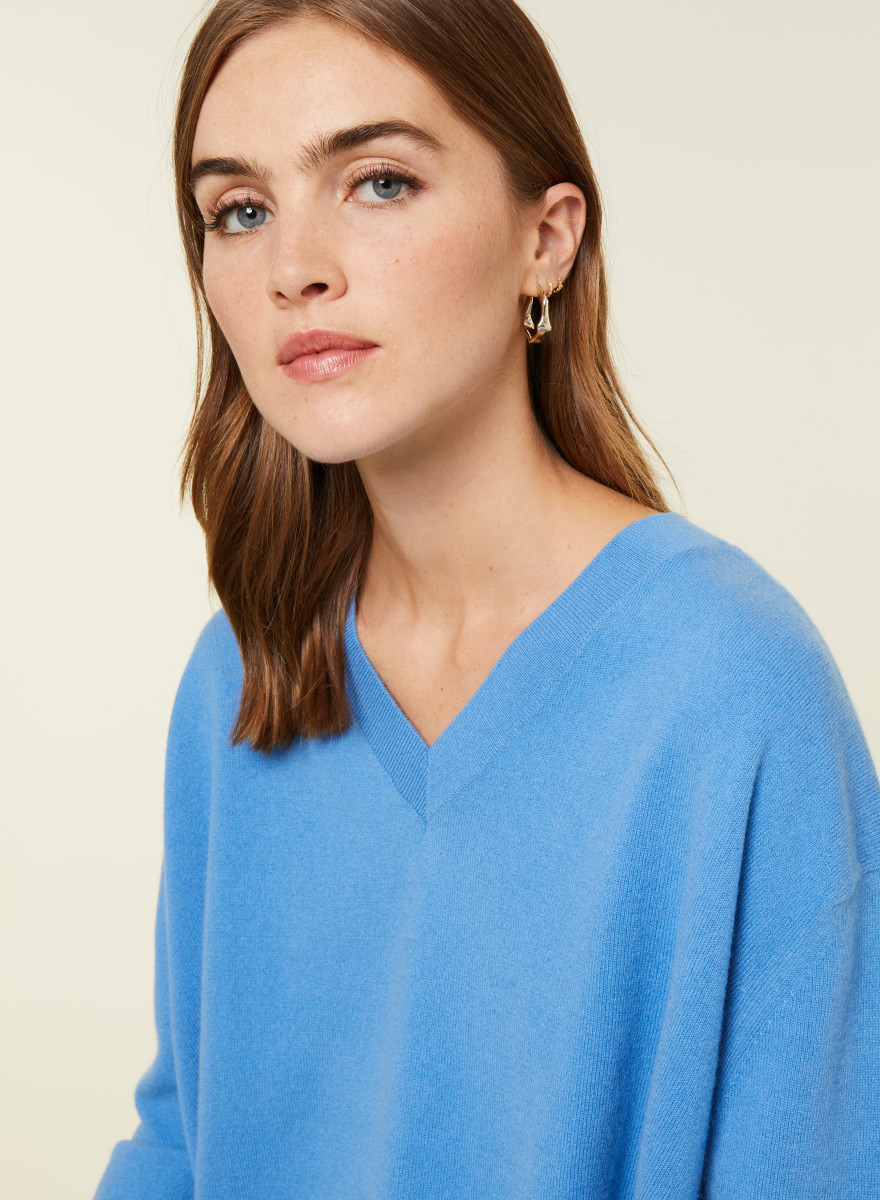 Pull ample à fentes col V en cachemire - Alienor