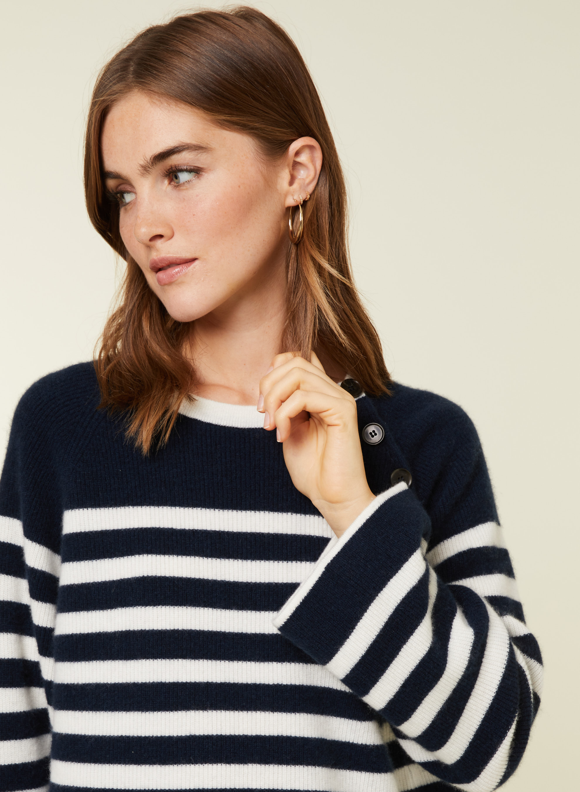 Sailor sweater in cashmere with loose sleeves - Gaelle