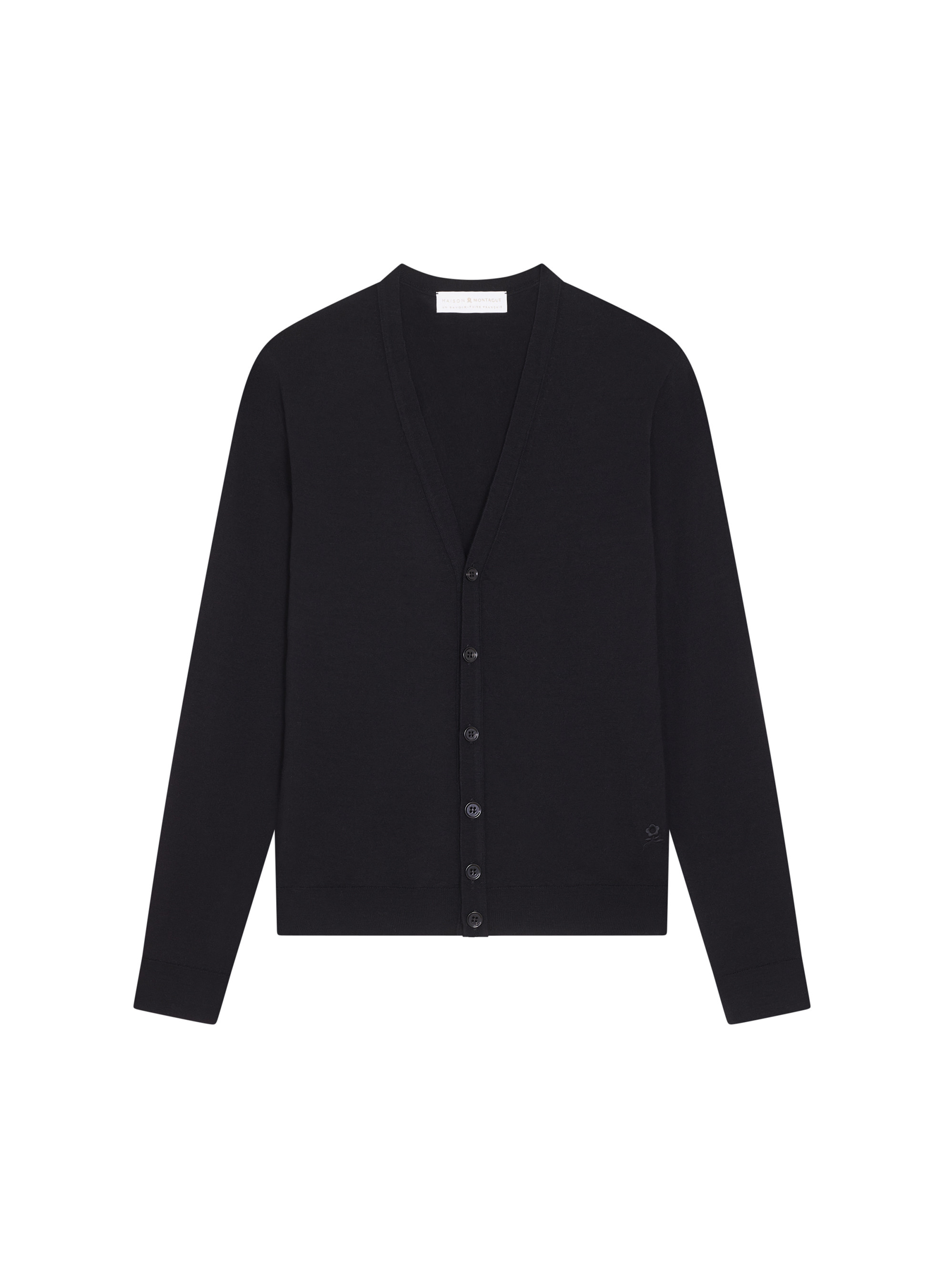 Gilet boutonné avec logo en laine mérinos - Etienne 7850 foret - 83 Kaki