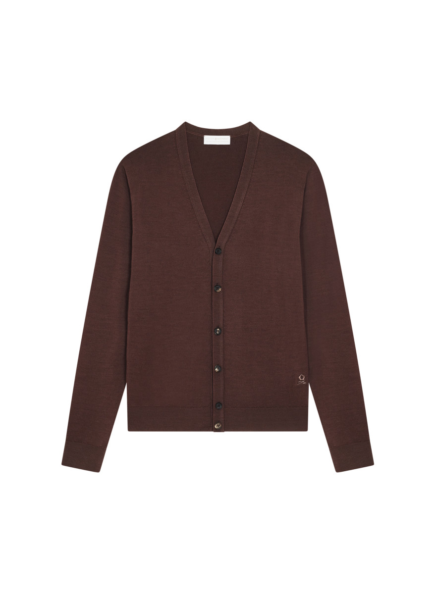 Gilet boutonné avec logo en laine mérinos - Etienne