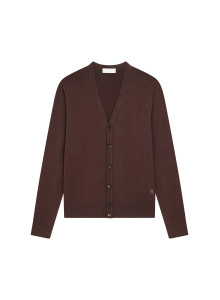 Gilet boutonné avec logo en laine mérinos - Etienne 7850 foret - 83 Kaki