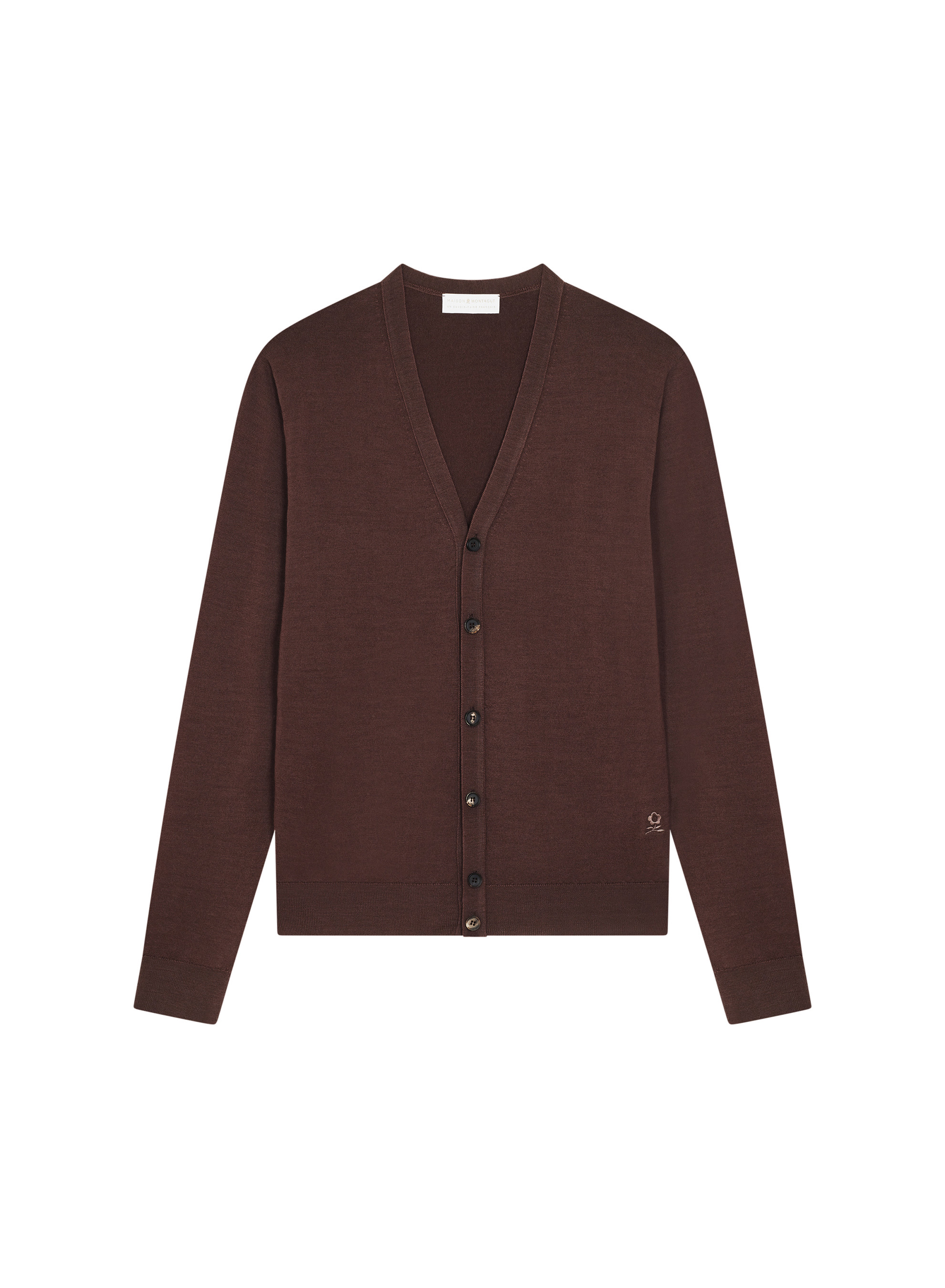 Gilet boutonné avec logo en laine mérinos - Etienne 7850 foret - 83 Kaki