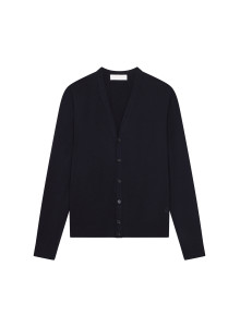 Gilet boutonné avec logo en laine mérinos - Etienne 7850 foret - 83 Kaki