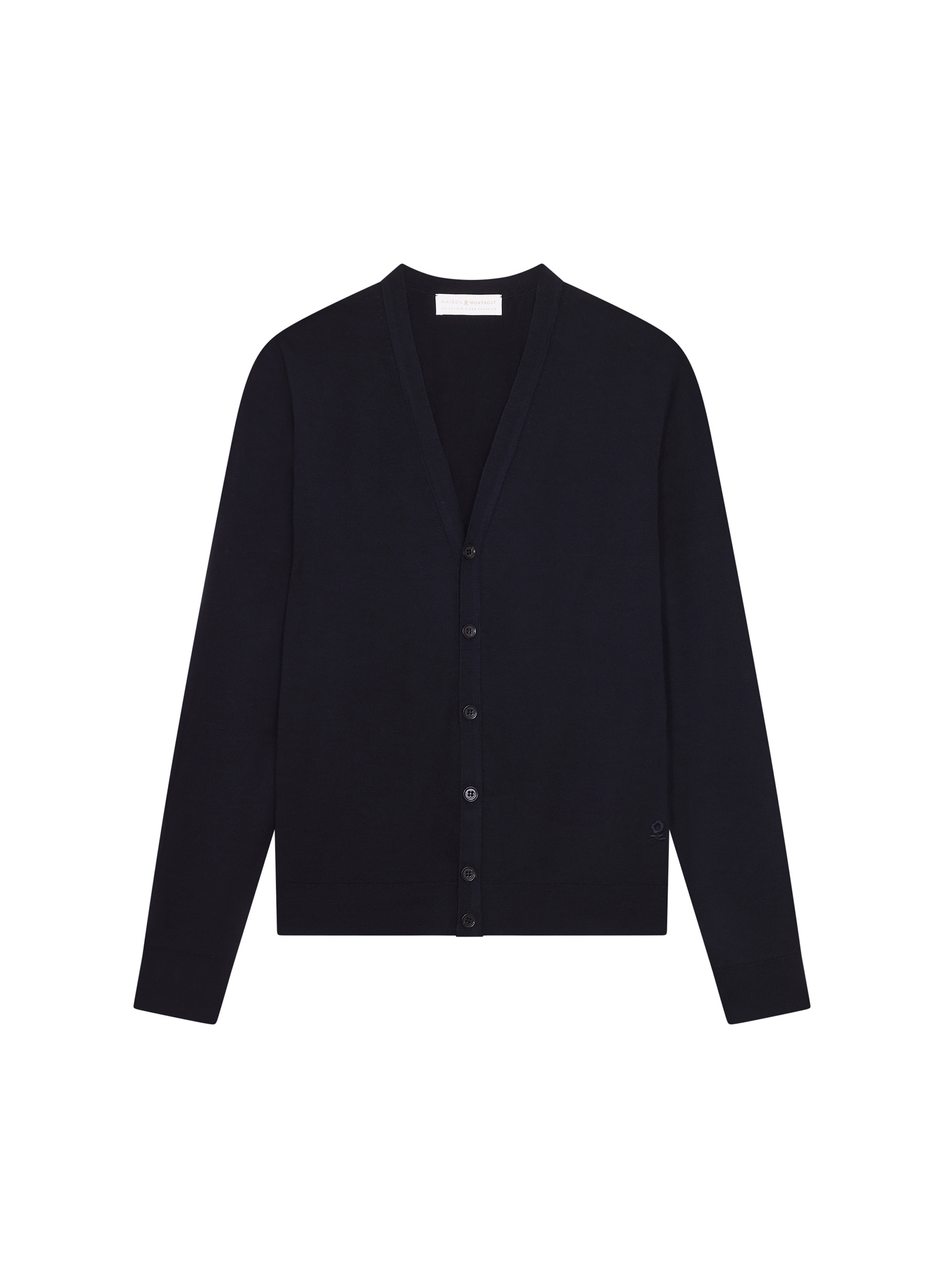 Gilet boutonné avec logo en laine mérinos - Etienne 7850 foret - 83 Kaki