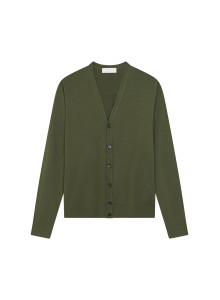 Gilet boutonné avec logo en laine mérinos - Etienne 7850 foret - 83 Kaki