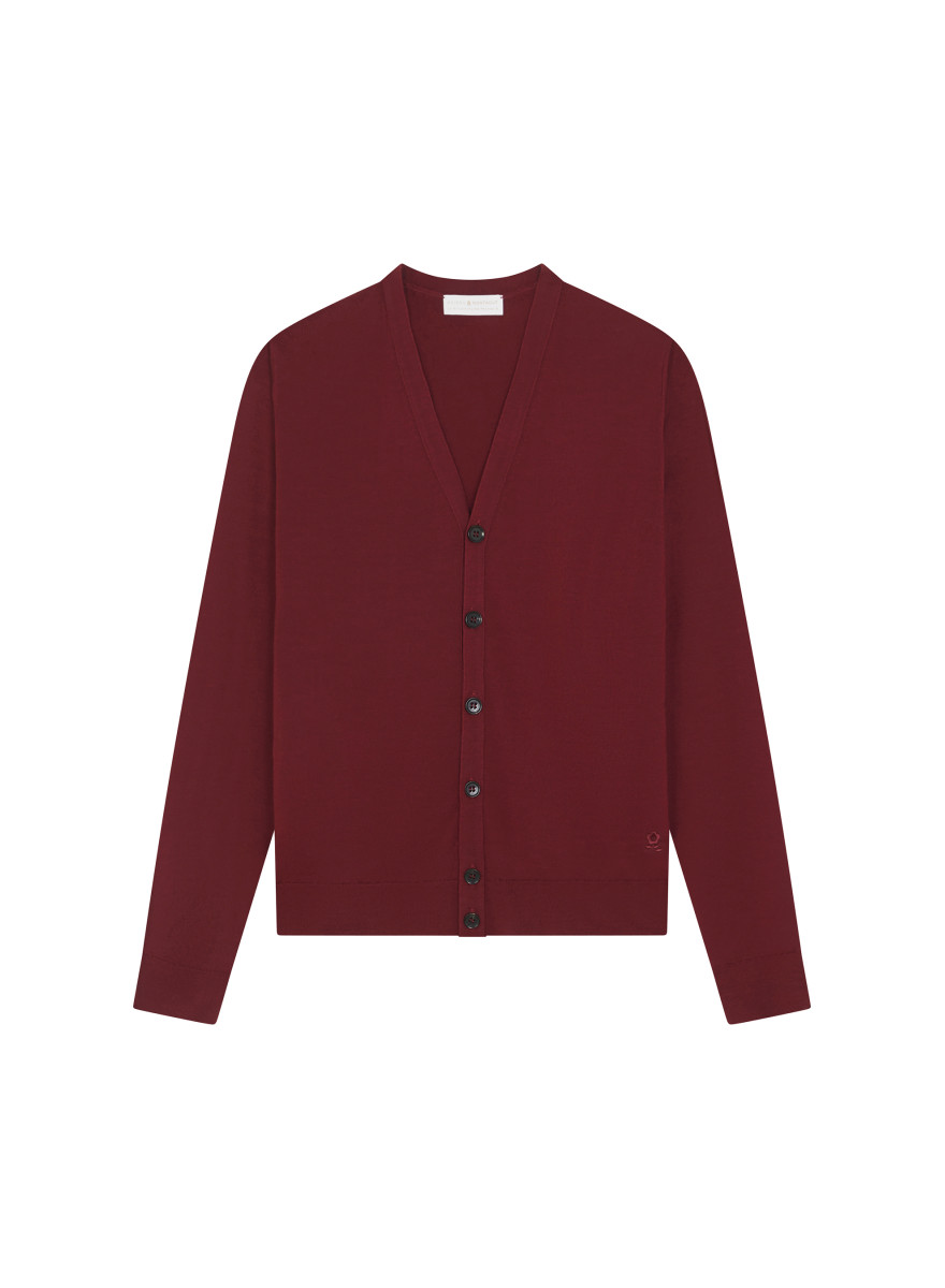 Gilet boutonné avec logo en laine mérinos - Etienne