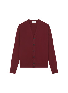 Gilet boutonné avec logo en laine mérinos - Etienne 7850 foret - 83 Kaki