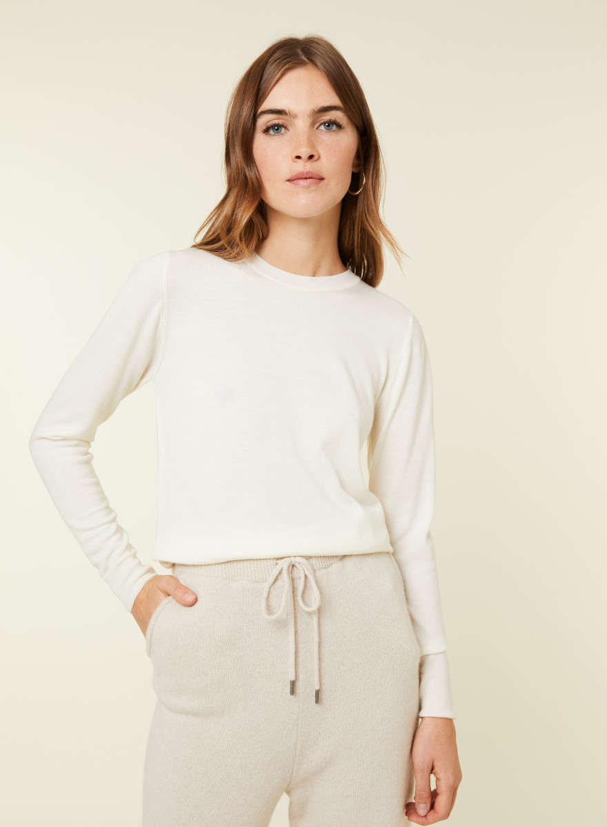Pull col rond en laine mérinos - Asena 7850 foret - 83 Kaki