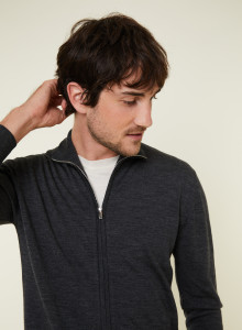 Zipped vest with logo in merino wool - Estian