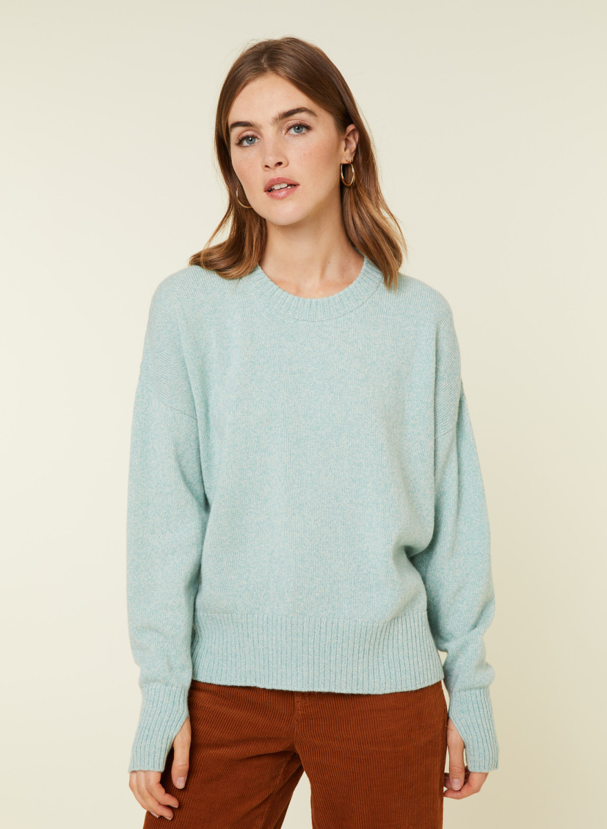 Wool and cashmere mitten-sleeved round-neck sweater - Gemma