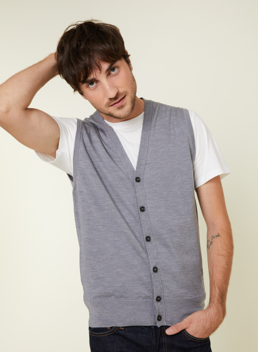 Gilet sans manches avec logo en laine mérinos - Ernardo