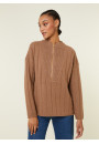 Pull col montant zippé en cachemire et laine recyclés - Lodric 7820 camel - 88 Camel