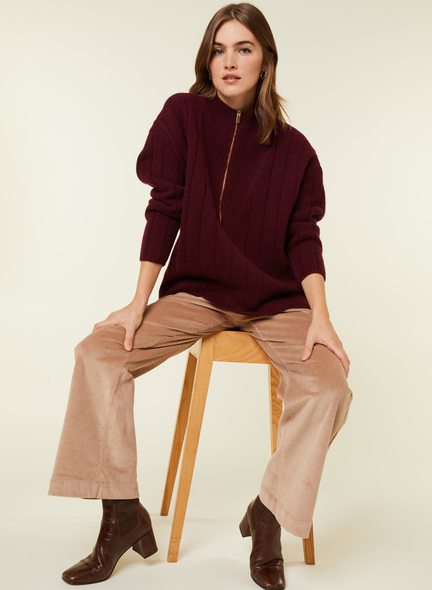 High-neck zipped cashmere blend sweater - Lodric