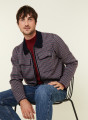 Veste col polo à motifs pied-de-poule en laine mérinos - Fabien