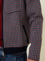 Veste col polo à motifs pied-de-poule en laine mérinos - Fabien