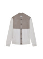 Veste boutonnée à poches en cachemire 4 fils - Farell 7949 ecru/grege - 82 Ecru